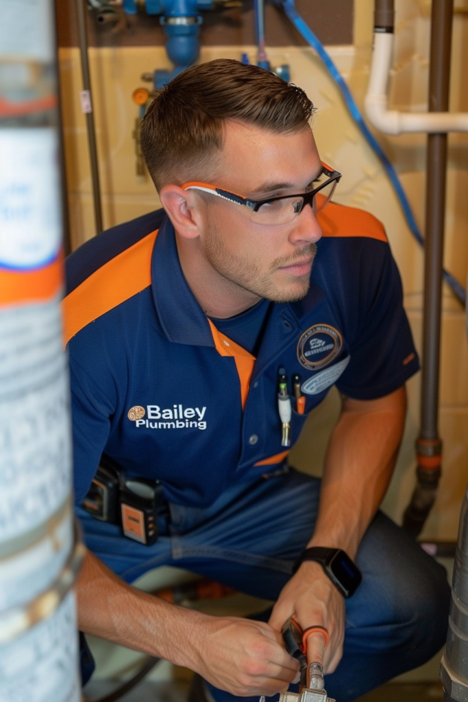a Bailey Plumbing technician on the job