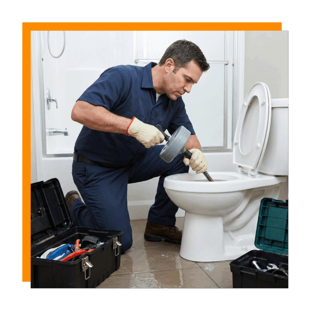 emergency plumber working on toilet