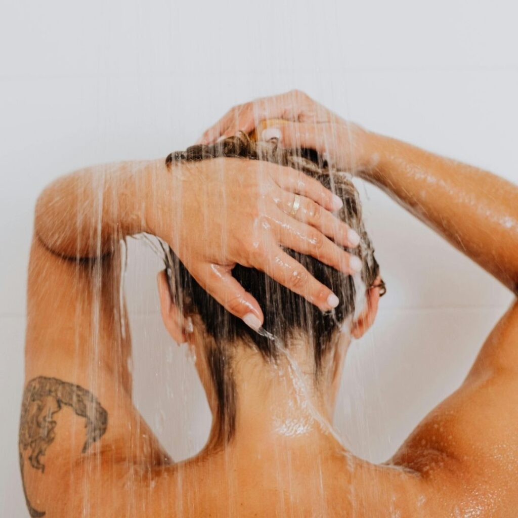 Person taking a shower