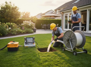 trenchless sewer repair in progress
