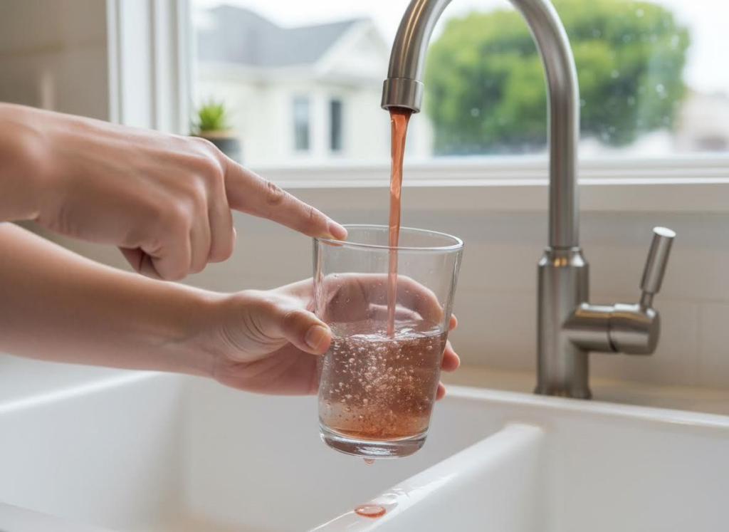 red-tinged water