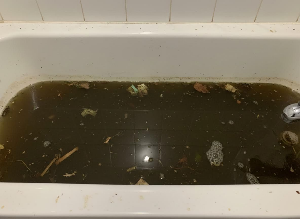 sewer water backed up in tub
